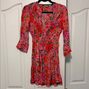 Zara Pink and Orange Floral Dress